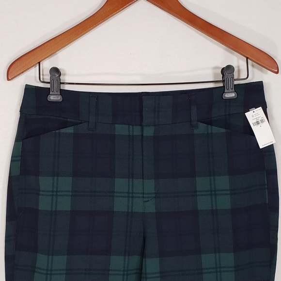 Old Navy NWT Green Plaid High-Rise Pixie Pants Women's Size 8 Never Fade - Picture 2 of 9